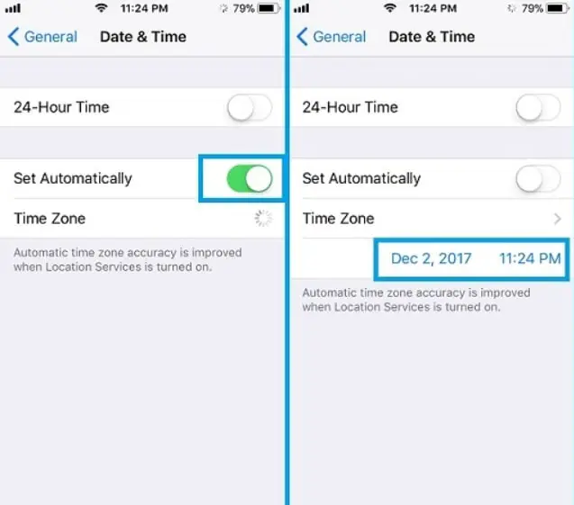 how to change date and time on iphone